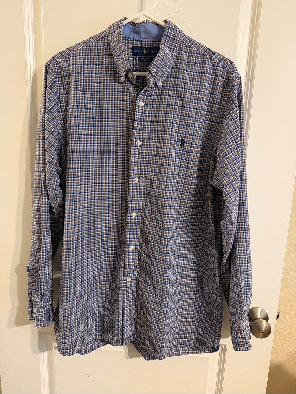 Polo by Ralph Lauren Blue and White Plaid Button-Down Shirt